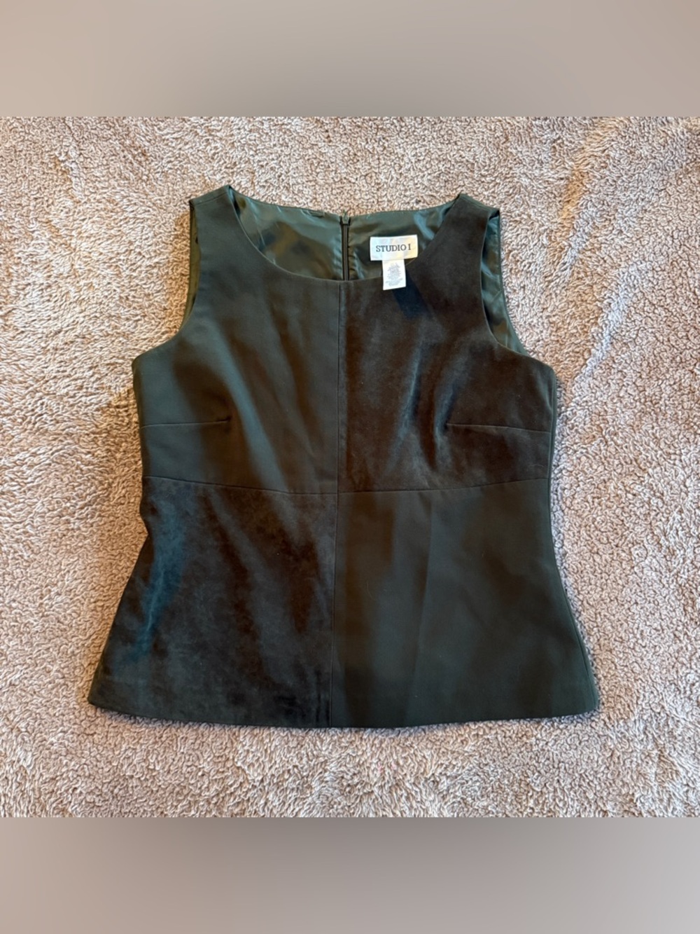 Sleeveless olive green top